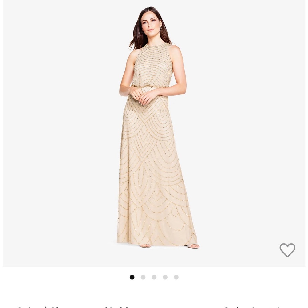 Adrianna Pappell Beaded gown in Champagne Gold Size 8